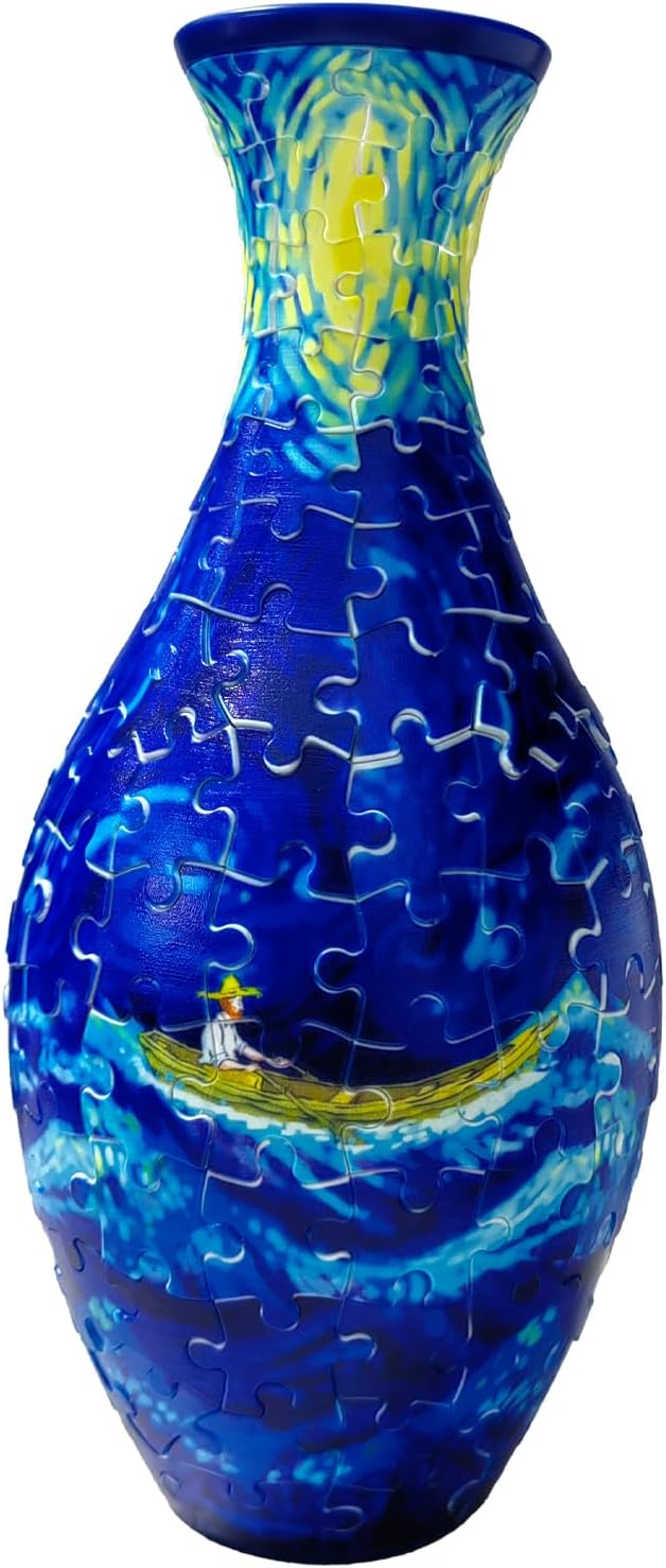 3D Puzzle Vase Unique Flower Vase for Adults Made by 160 Curved Plastic Puzzle, Relax Puzzles for Adults, DIY Jigsaw Creative Gift for Parents & Housewarming