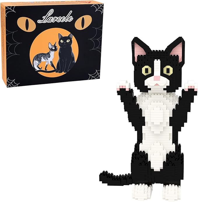 Larcele Micro Building Blocks Set, DIY Mini Building Toy Bricks for Age Over 12 Years, 1227 Pieces KLJM-05 (Devon Rex Cat)