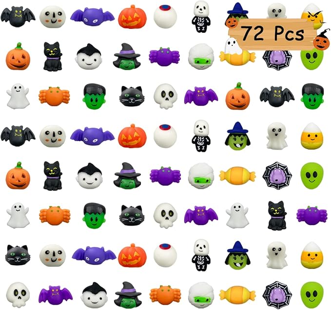 72 PCS Halloween Mochi Squishy Toys Squishies Halloween Toys for Kids Girls Boys Halloween Party Favors Halloween Treat Bags Gifts