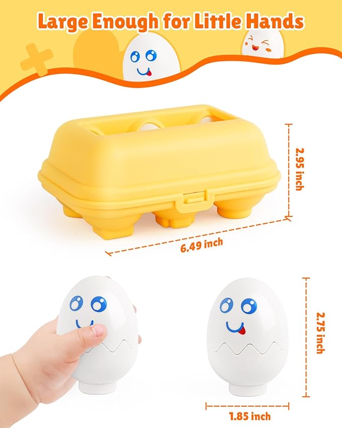 CPSYUB Toddler Matching Eggs Toys - Color Shape Sensory Sorting Toys for Toddler 1-3, Easter Montessori Learning Fine Motor Skills Travel Bingo Puzzle Games Birthday Gifts for Baby Boys Girls