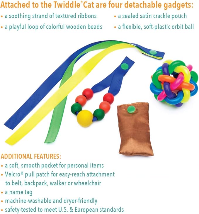 Twiddle - Premium Dementia Activities for Seniors - Comforting Alzheimer’s Products for Elderly - Engaging Sensory Items for Adults and Kids (Brown Cat)