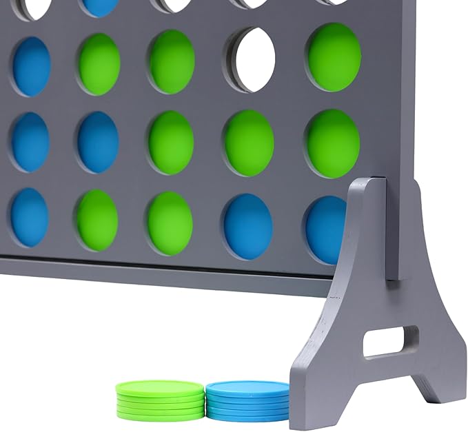 Tailgating Pros Premium Grey Giant Four in a Row with Carrying Case - Jumbo Oversized Outdoor Yard Game - Connect Multiple Pucks in a Row to Win - Many Puck Colors Available!