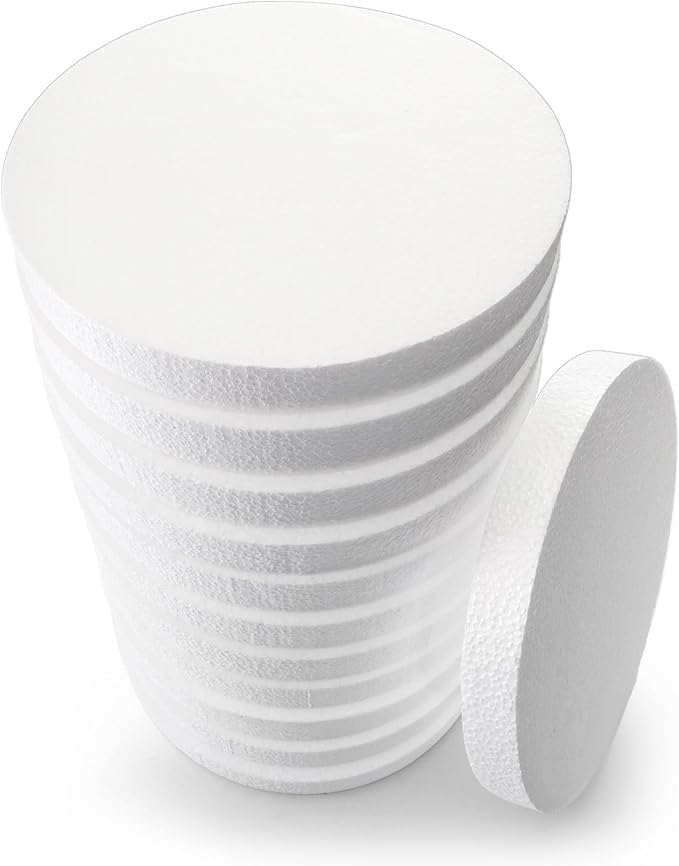 ZOOFOX 12 Pack 8 Inch Foam Circles for Crafts, Round Polystyrene Disc for Arts and Crafts Supplies, Modeling, Sculpture, DIY Projects