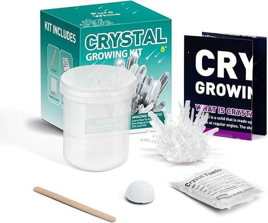 Crystal Growing Kit for Kids, White DIY Crystal Science Experiment Set, Grow Your Own Crystals, STEM Educational Chemistry Kit for Boys & Girls Ages 6-12, Fun Science Lab Gift for Kids