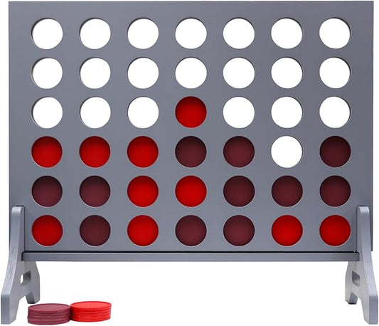 Tailgating Pros Premium Grey Giant Four in a Row with Carrying Case - Jumbo Oversized Outdoor Yard Game - Connect Multiple Pucks in a Row to Win - Many Puck Colors Available!