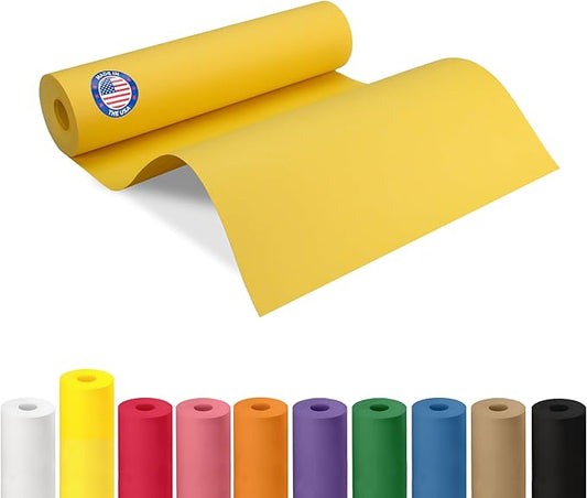 12" x 1200" (100 feet) Yellow Kraft Paper Roll - USA-Made Quality Craft Paper for Gift Wrapping, Kids' Arts & Crafts, School Projects - 100% Recycled Natural Material 50lb Thickness by IDL Packaging