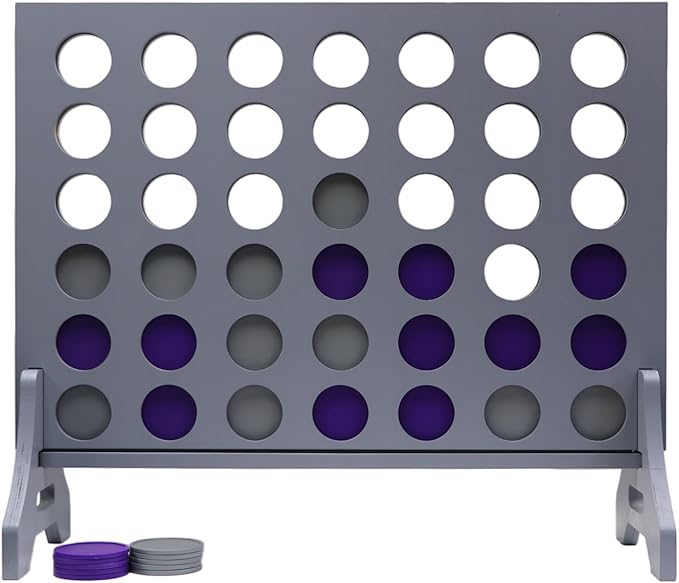 Tailgating Pros Premium Grey Giant Four in a Row with Carrying Case - Jumbo Oversized Outdoor Yard Game - Connect Multiple Pucks in a Row to Win - Many Puck Colors Available!
