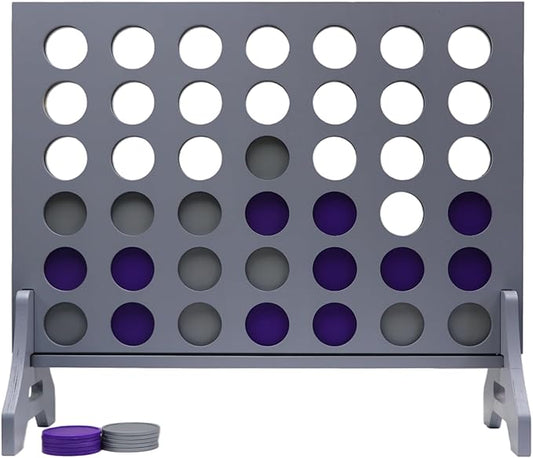 Tailgating Pros Premium Grey Giant Four in a Row with Carrying Case - Jumbo Oversized Outdoor Yard Game - Connect Multiple Pucks in a Row to Win - Many Puck Colors Available!