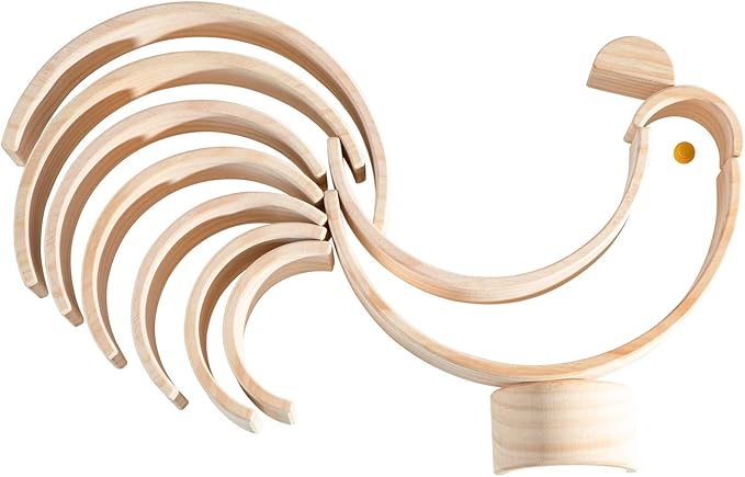 Wooden Rainbow Stacking Toy, 12 Piece Natural Wood Stacker, Extra Large Rainbow Stacking Toy, Nesting Puzzle Building Blocks Educational Toys for Kids Toddlers