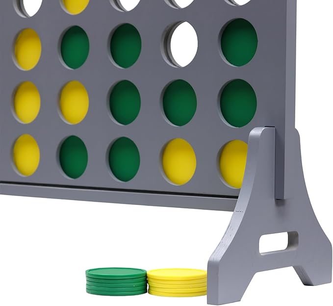 Tailgating Pros Premium Grey Giant Four in a Row with Carrying Case - Jumbo Oversized Outdoor Yard Game - Connect Multiple Pucks in a Row to Win - Many Puck Colors Available!