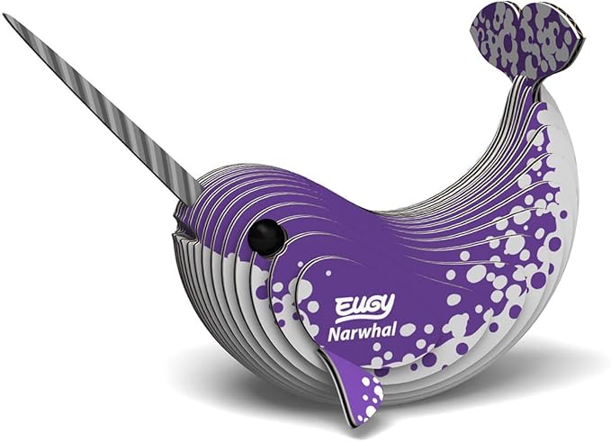 Eugy Narwhal 3D Puzzle, 23 Piece Eco-Friendly Educational Toy Puzzles for Boys, Girls & Kids Ages 6+