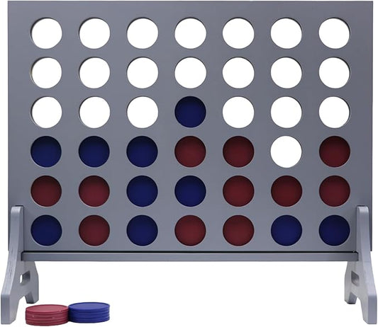 Tailgating Pros Premium Grey Giant Four in a Row with Carrying Case - Jumbo Oversized Outdoor Yard Game - Connect Multiple Pucks in a Row to Win - Many Puck Colors Available!