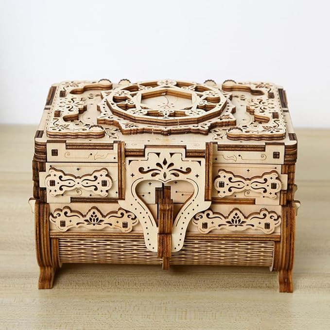 3D Wooden Puzzles Antique Box - Store Your Jewelry - DIY Gift Box, Brainteaser and Puzzle for Christmas/Birthday,Gifts for Adults and Teens to Build Combination
