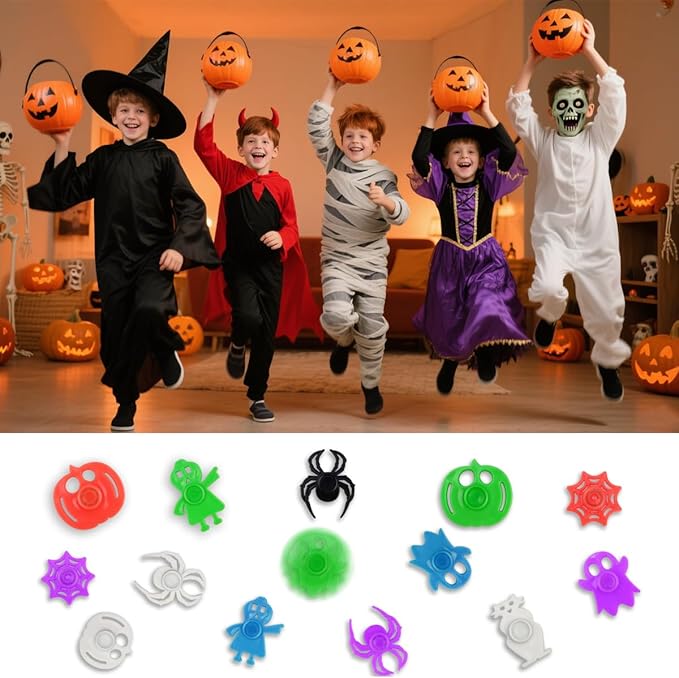 24 PCS Halloween Fidget Spinners Toys for Kids Boys Girls Teens Halloween Party Favors Halloween Treat Bags Gifts Stress Relief
