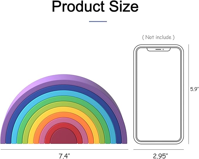 MCGMITT Rainbow Stacking Toy, Silicone Rainbow Stacker for Toddlers, Montessori Nesting Blocks, Building Creative Color Shape Matching Toy Set, 10 Layers (Purple)