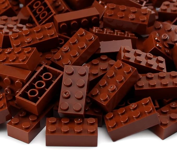 Feleph 100pcs 2x4 Bricks Reddish Brown Pieces Reddish Brown Parts Building kit Creative Play Set Classic Blocks Toy Compatible with 3001 Major Brands