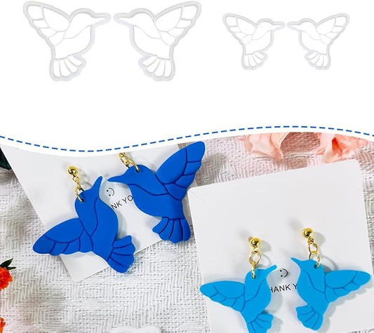 Hummingbird Polymer Clay Cutters – 4 Pcs Clay Cutters for Polymer Clay Jewelry, Bird Shape Clay Earring Cutters, DIY Clay Tools for Earrings and Crafts