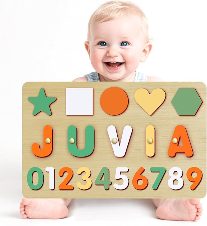 Name Puzzle for Kids Personalized - Custom Name Puzzles for Toddlers 1-3, Customized Wooden Animal Puzzle, Baby Gifts, Baby Shower, Christmas, Newbaby Gift, Gifts for 0 1 2 3 Years Old