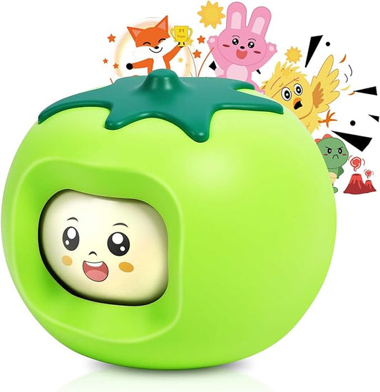Kids Story Box Audio Player Starter with Tomato Face-Changing, Interactive Educational Toy & Storyteller, Preloaded 200+ Stories/Music, Bluetooth, Birthday Gift for Boys Girls-Green