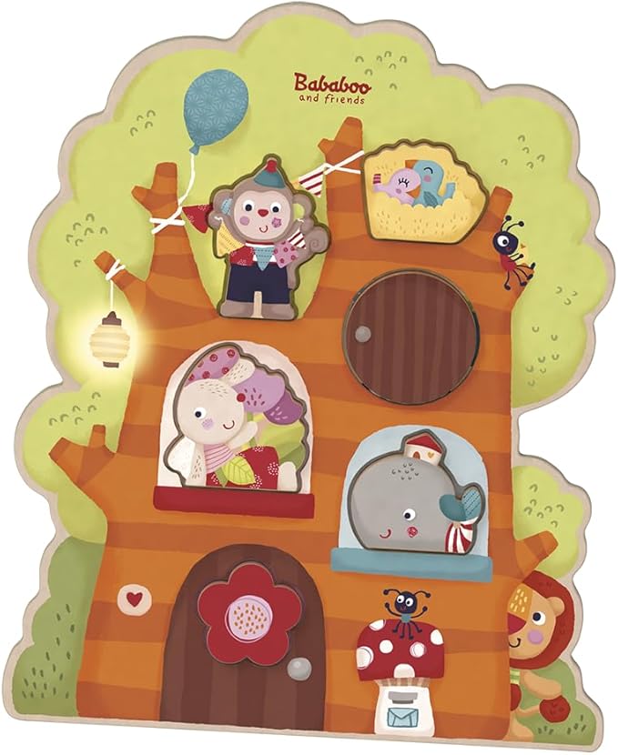 Treehouse Discovery Game Puzzle | 12+ Months | Size 11" x 9" x 3/4" | Shape Relationship Understanding | 6 Piece Puzzle | Playtales Included | Wood Toys Collection |
