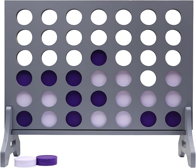 Tailgating Pros Premium Grey Giant Four in a Row with Carrying Case - Jumbo Oversized Outdoor Yard Game - Connect Multiple Pucks in a Row to Win - Many Puck Colors Available!