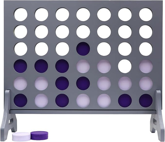 Tailgating Pros Premium Grey Giant Four in a Row with Carrying Case - Jumbo Oversized Outdoor Yard Game - Connect Multiple Pucks in a Row to Win - Many Puck Colors Available!