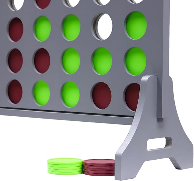 Tailgating Pros Premium Grey Giant Four in a Row with Carrying Case - Jumbo Oversized Outdoor Yard Game - Connect Multiple Pucks in a Row to Win - Many Puck Colors Available!
