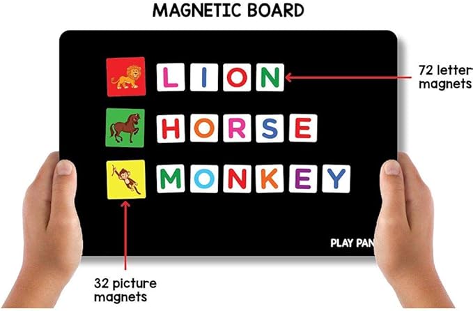 Magnetic Preschool learning Toys for Toddlers Aged 3 4 5 6 Years Old Learn to Spell Animals|104 Magnet Pieces-32 Picture & 72 Letters with Magnet Board & Spelling Game Guide|Educational Toy for Kids