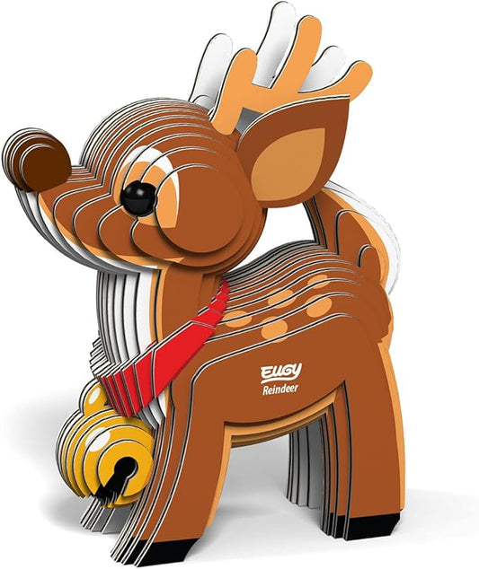 Eugy Reindeer 3D Puzzle, 22 Piece Eco-Friendly Educational Toy Puzzles for Boys, Girls & Kids Ages 6+