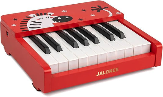 Kids Piano Keyboard, 18 Keys Digital Piano for Kids, Mini Music Educational Instrument Toy, Wood Toy for Toddlers Girls Boys (Red)