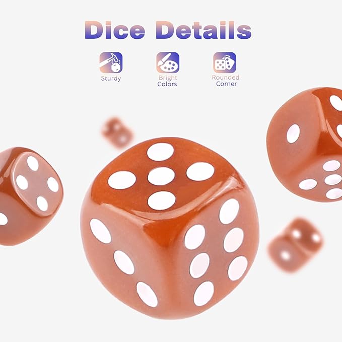 36 Pieces 12mm 6 Sided Mini Dice Set,D6 Game Dice Set,6 Sided Standard Game Dice for Board Games Dice Games Classroom Teaching Dices Game,with Portable Gaming Box(Brown)