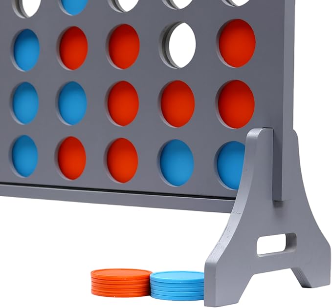 Tailgating Pros Premium Grey Giant Four in a Row with Carrying Case - Jumbo Oversized Outdoor Yard Game - Connect Multiple Pucks in a Row to Win - Many Puck Colors Available!