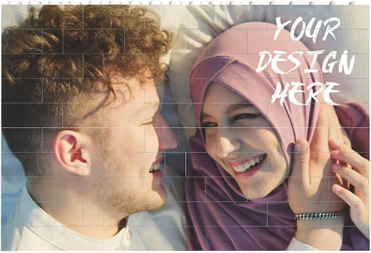 Custom Building Brick Personalized Photo Block Puzzle Valentines Day Gifts Building Block Family Portrait Photograph DIY Gifts for Women, Men,Kids Horizontal Shaped Brick Puzzle (Rectangular)