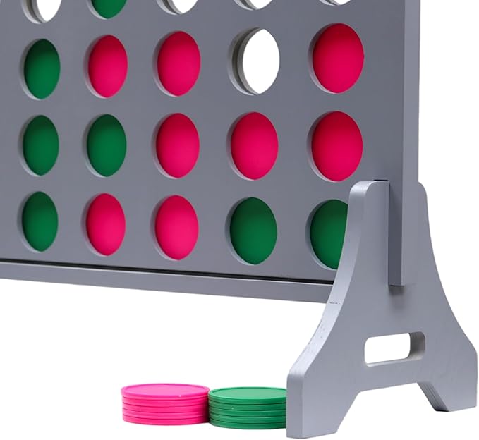Tailgating Pros Premium Grey Giant Four in a Row with Carrying Case - Jumbo Oversized Outdoor Yard Game - Connect Multiple Pucks in a Row to Win - Many Puck Colors Available!