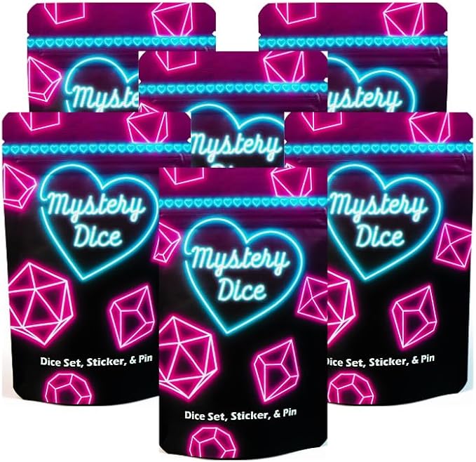 1985 Games Mystery Sweetheart Love Dice, Set of 7 Polyhedral Dice, Wide Range of Patterns, RPG Dice, Table Games (Sweetheart Pack of 6)