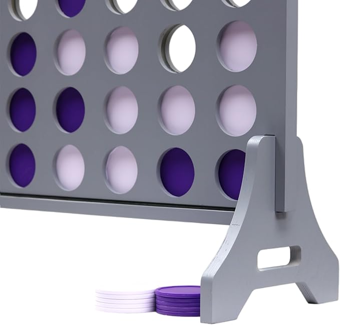 Tailgating Pros Premium Grey Giant Four in a Row with Carrying Case - Jumbo Oversized Outdoor Yard Game - Connect Multiple Pucks in a Row to Win - Many Puck Colors Available!