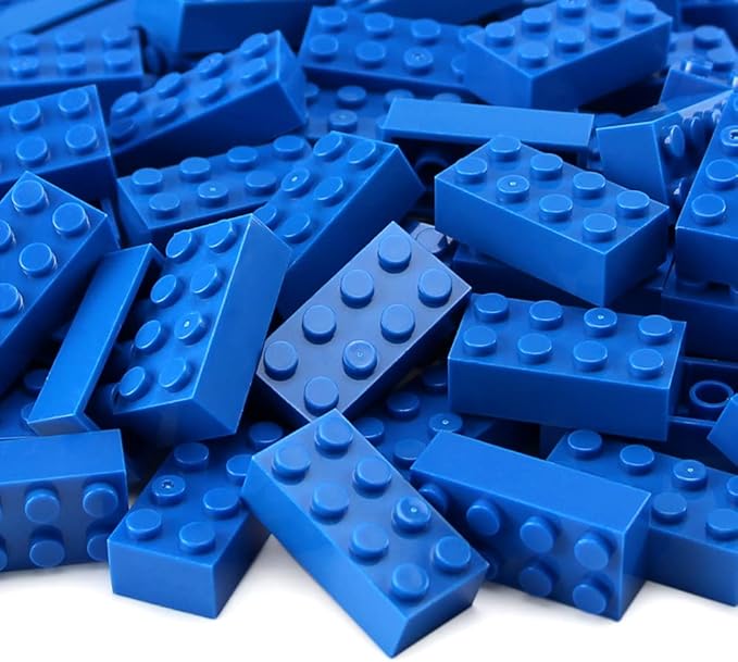 Feleph 100pcs 2x4 Bricks Blue Pieces Classic Parts Bricks Building Creative Play Blocks Set Toy Combine with Major Brick Brands