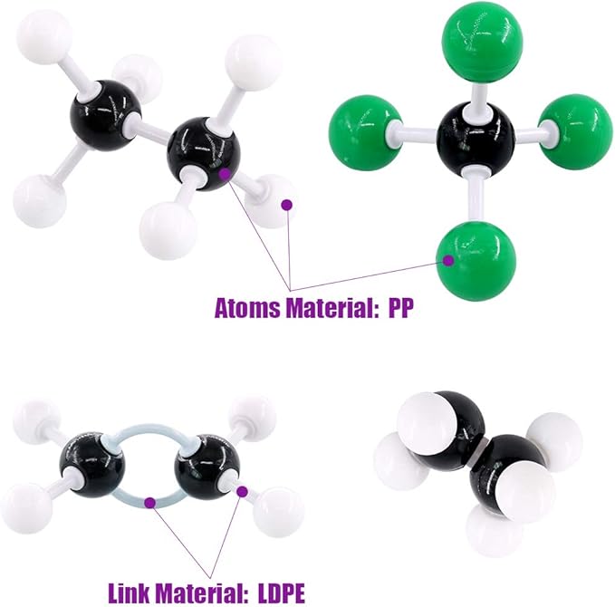 Swpeet 179 Pcs Organic Chemistry Molecular Model Student and Teacher Kit, Chemistry Molecular Model Student and Teacher Set - 76 Atoms & 102 Links & 1 Short Link Remover Tool