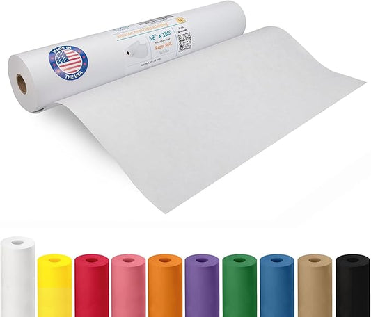 White Kraft Paper Roll 18" x 2160" (180 feet) - USA-Made Craft Paper for School & Art - White Wrapping Material for Gift Wrapping&Moving - High-Density Packaging Paper by IDL Packaging