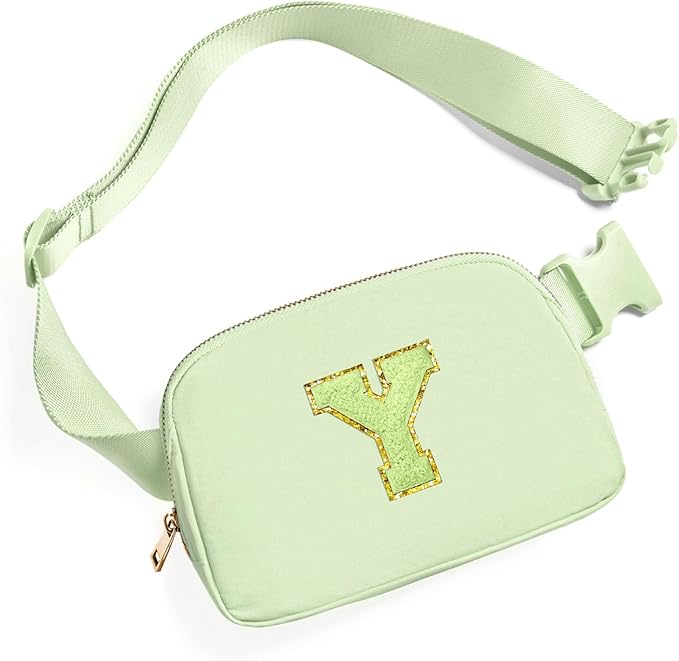 Gitus Gifts for 8 9 10 11 12 Year Old Girls Belt Bag Fanny Pack Crossbody Bags with Initial Letter Patch Cute Stuff Birthday Gifts for Teen Girls Women Personalized Trend Stuff (Light Green-Y)