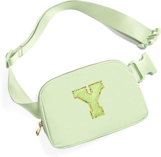 Gitus Gifts for 8 9 10 11 12 Year Old Girls Belt Bag Fanny Pack Crossbody Bags with Initial Letter Patch Cute Stuff Birthday Gifts for Teen Girls Women Personalized Trend Stuff (Light Green-Y)