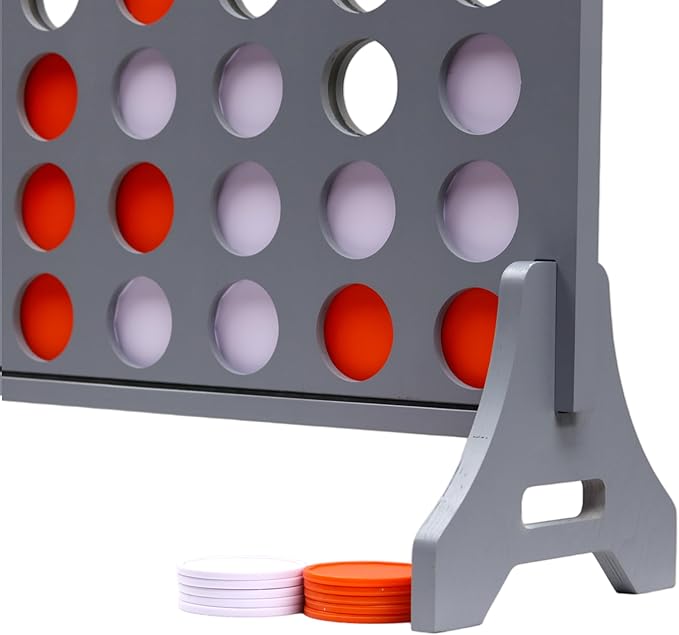 Tailgating Pros Premium Grey Giant Four in a Row with Carrying Case - Jumbo Oversized Outdoor Yard Game - Connect Multiple Pucks in a Row to Win - Many Puck Colors Available!