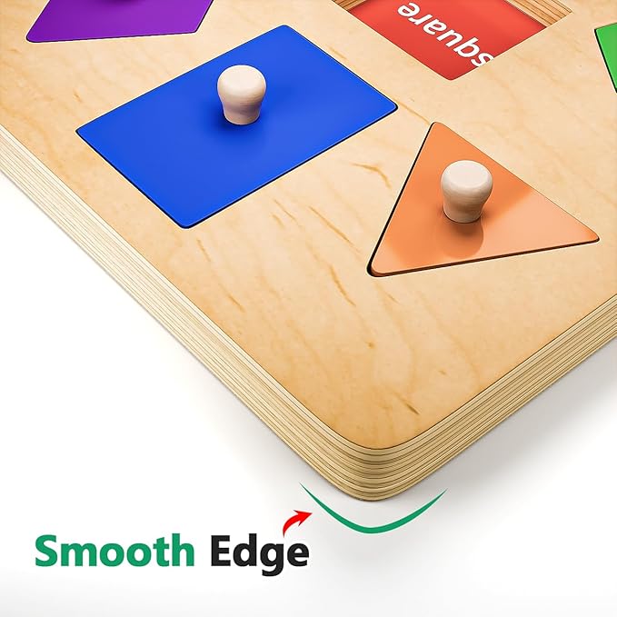 Wooden Shapes Puzzles for Toddlers : Montessori Toys for 3 4 5 Year Old Boy Birthday Gifts - Shape Color Match Peg Puzzles - Learning Educational Toys for Toddlers Age 3 4 Year Old Girl