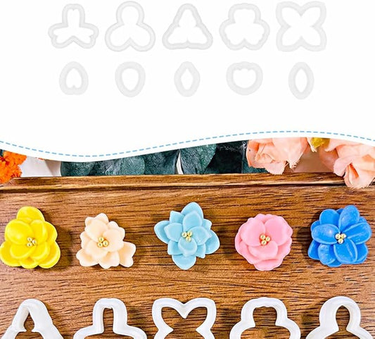 A2-3-1-Handmade Jewelry Pendant Crafting Kit,Flower Plastic Molds Set, DIY Polymer Clay Printing Tools