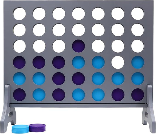 Tailgating Pros Premium Grey Giant Four in a Row with Carrying Case - Jumbo Oversized Outdoor Yard Game - Connect Multiple Pucks in a Row to Win - Many Puck Colors Available!
