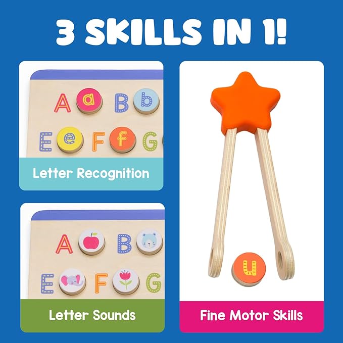 Educational Insights ABCs & Letter Sounds Wooden Puzzle - Alphabet Puzzles for Toddlers, Preschool Montessori Toys, Fine Motor Sets & Games, Learning Uppercase and Lowercase Letters for Kids Ages 3+