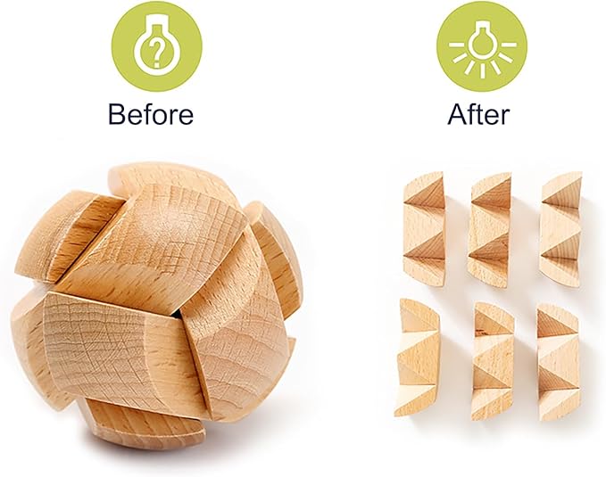 FantasyDay 9pcs Wooden Brain Teaser Puzzles, Interlocking Games for IQ Test, Intellectual 3D Assembling Educational Toy Set for Teens and Adults(9 Puzzle Set#C03)