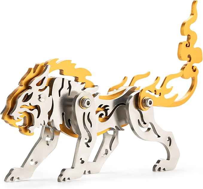 3D Metal Puzzles,3D Metal Puzzle for Adults,Mechanical Model Kit Zodiac Tiger Gold,Steel 3D Puzzles Stainless Steel Ornaments for Adults Home Decor Art Craft Gifts Toys.