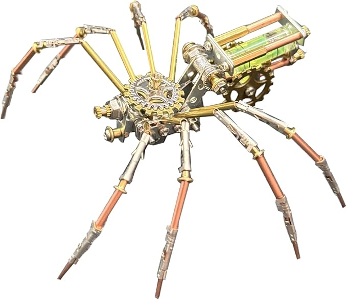 Metal Insect Bug Sculpture Steampunk Mechanical Insect Clockwork 3D Steampunk Metal Puzzle Kits for Adults (Mechanical Spider F)