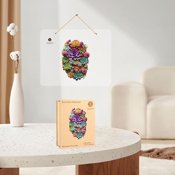 delobil Puzzles for Adults 500 Pieces with Puzzle Saver - Succulent Wooden Puzzle Unique Liberty Adult Jigsaw Puzzles Brain Teaser Family Game Gift 20.5'' X12.6''